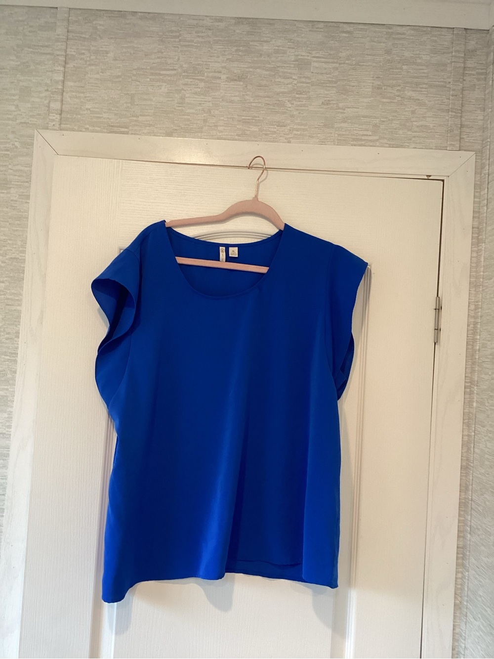 Cato Royal Blue Scoop Neck Flutter Sleeve Blouse XL EUC